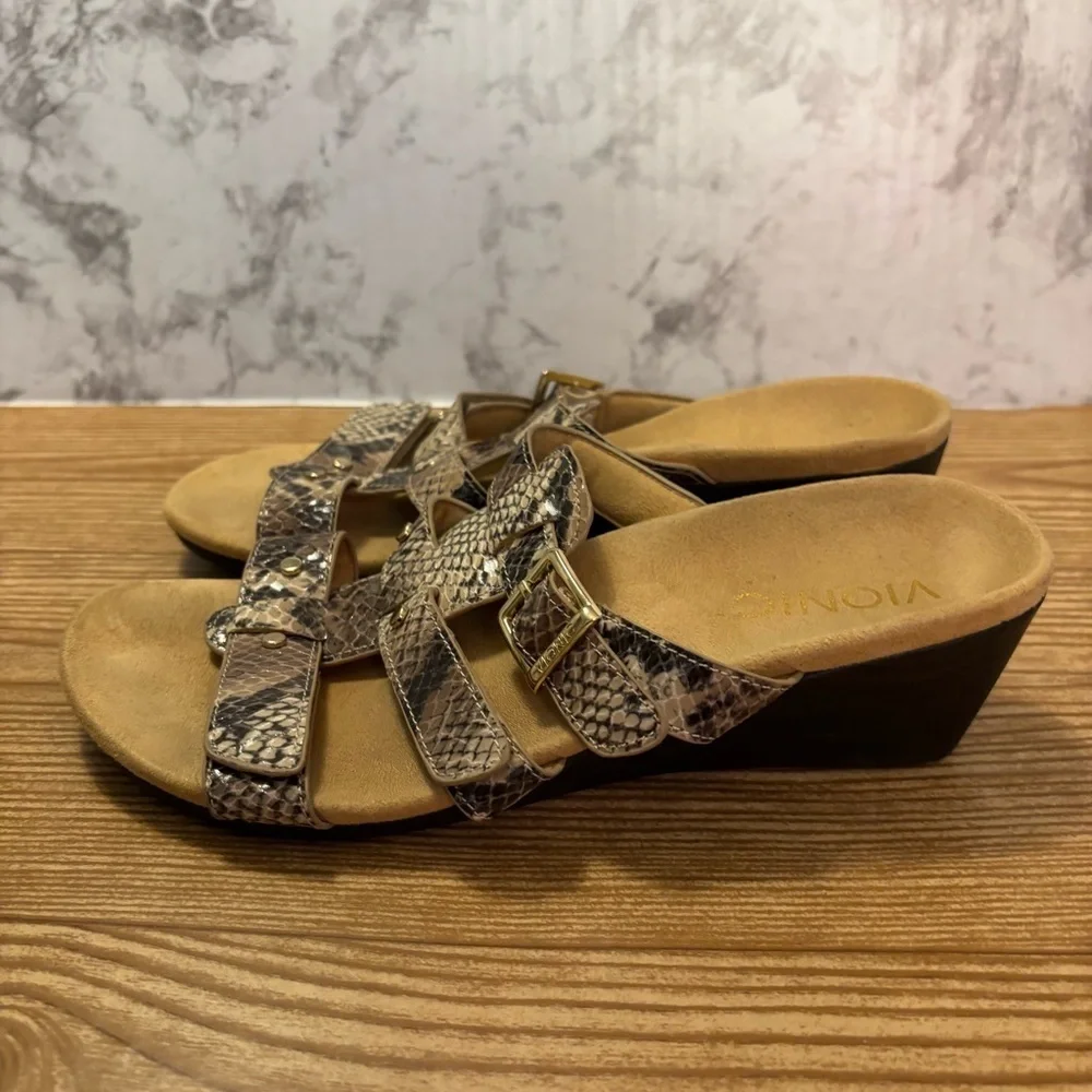 Vionic Orthotic Radia Wedge Sandals Faux Snakeskin Open Tie Size 6 - Picture 3 of 6